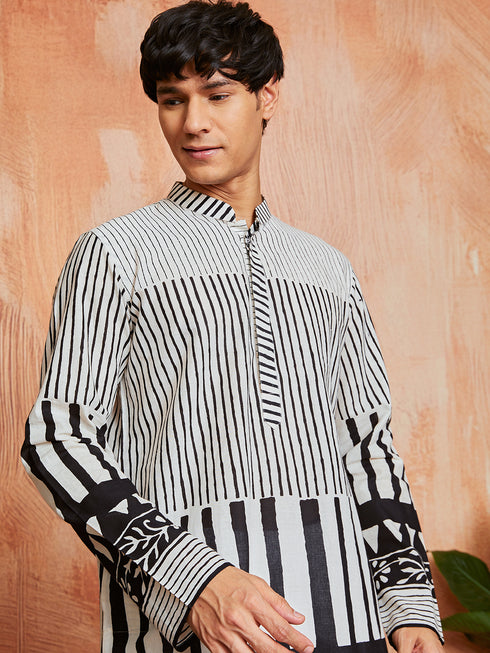 Men's Black Cotton Kurta